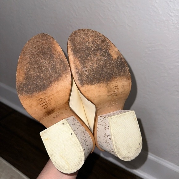 tibi Blane Leather Neutral Chunky Block Heel Open Toe Boho Mules Sz 36.5 (US 6) - Picture 12 of 12